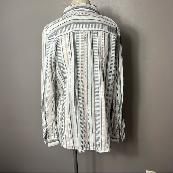 🖤3/$20🖤 Loft women’s medium long sleeve blouse neutral printed collared top - Picture 2 of 9